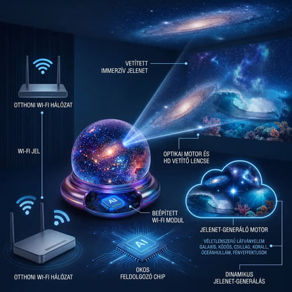 PKNEW® 🔮 Éjszakai Fény Projektor | NEXT-GEN SMART PROJECTION HD Smart Dynamic 5D Holografikus Éjszakai Fény Projektor