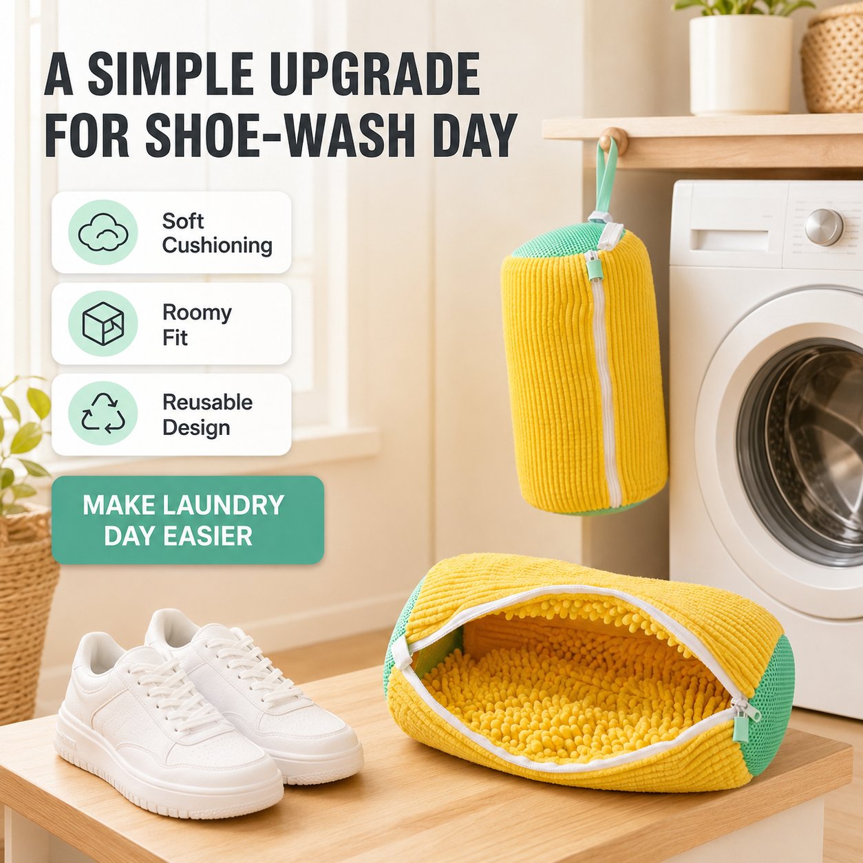 💥A akció utolsó napja! -50% 🔥PKNEW® Cipőmosó zsák mosógéphez – Tartós mosózsák és cipővédő háló