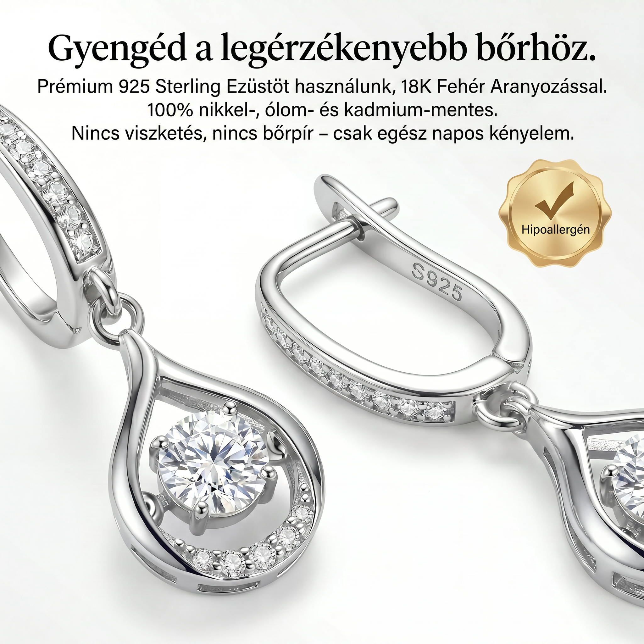 🌈🌈 MA 90% KEDVEZMÉNY: 1 karátos „Táncoló” Moissanite fülbevaló – Tiszta S925 kényelem és csillogás, amit megérdemelsz! 💖