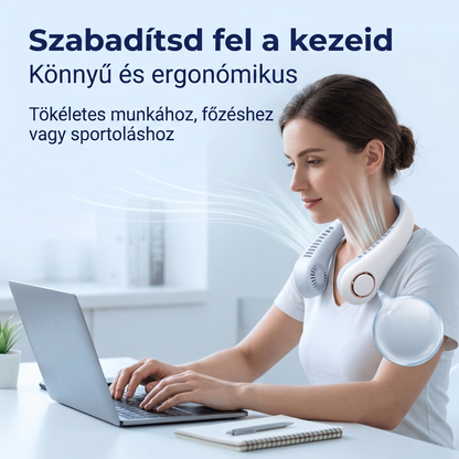 🔥🔥PKNEW® Hordozható nyakventilátor, lapátnélküli viselhető személyi ventilátor, kéz nélküli hűtés kültéri használatra és irodába 💎