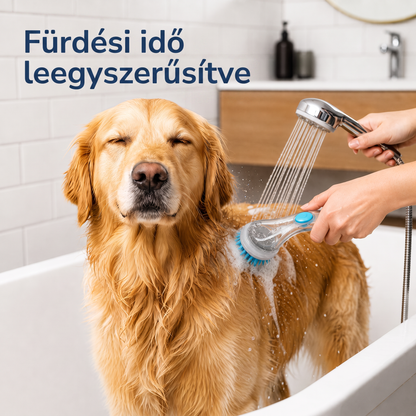 PKNEW® 🐕 2 az 1-ben fürdető kefe samponadagolóval – Puha szilikon kefe kutyák és macskák szőrápolásához 💎
