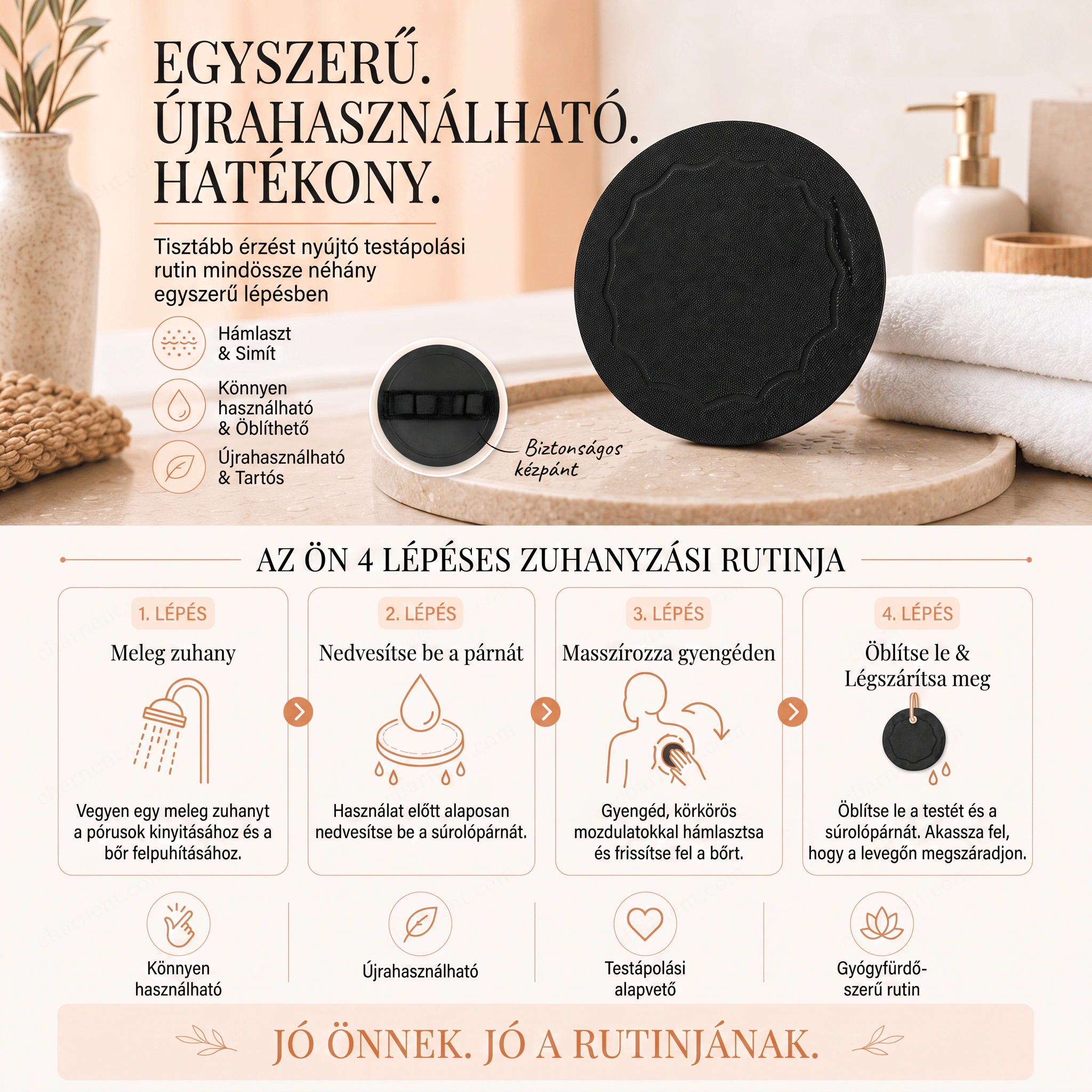🚿 Mélytisztító hámlasztó testradírozó párna – Gyengéden távolítja el az elhalt hámsejteket & SPA fürdőszivacs 💖