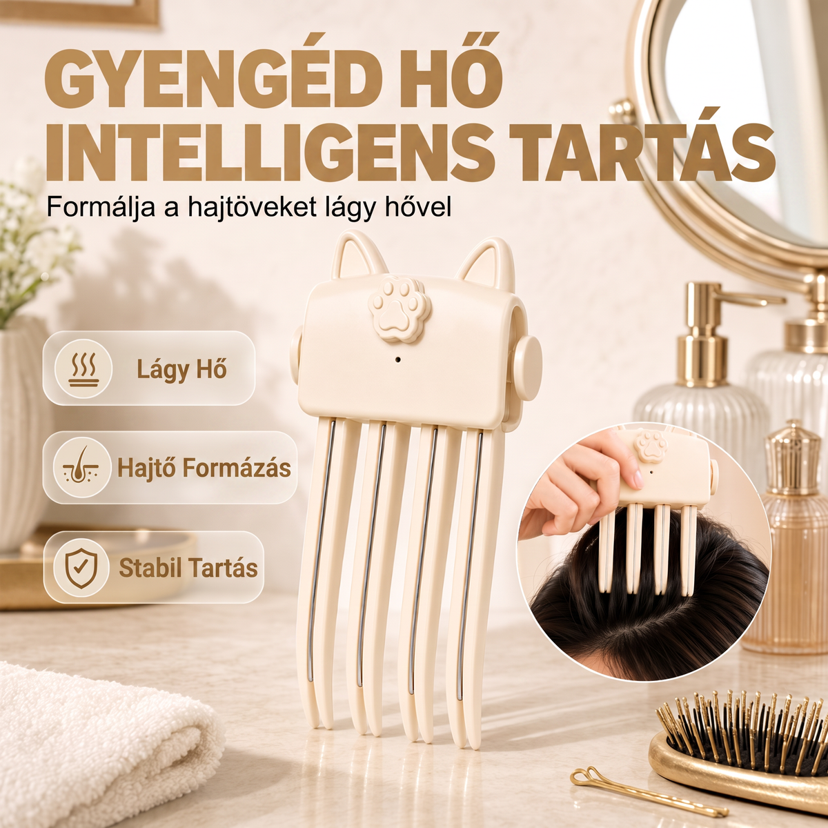 🎉 Több mint 48 ezer eladott darab 💇 Vezeték nélküli, fűthető hajcsat a hajtő megemelésére, hordozható hajformázó eszköz utazáshoz, vékony és lapos szálú hajra
