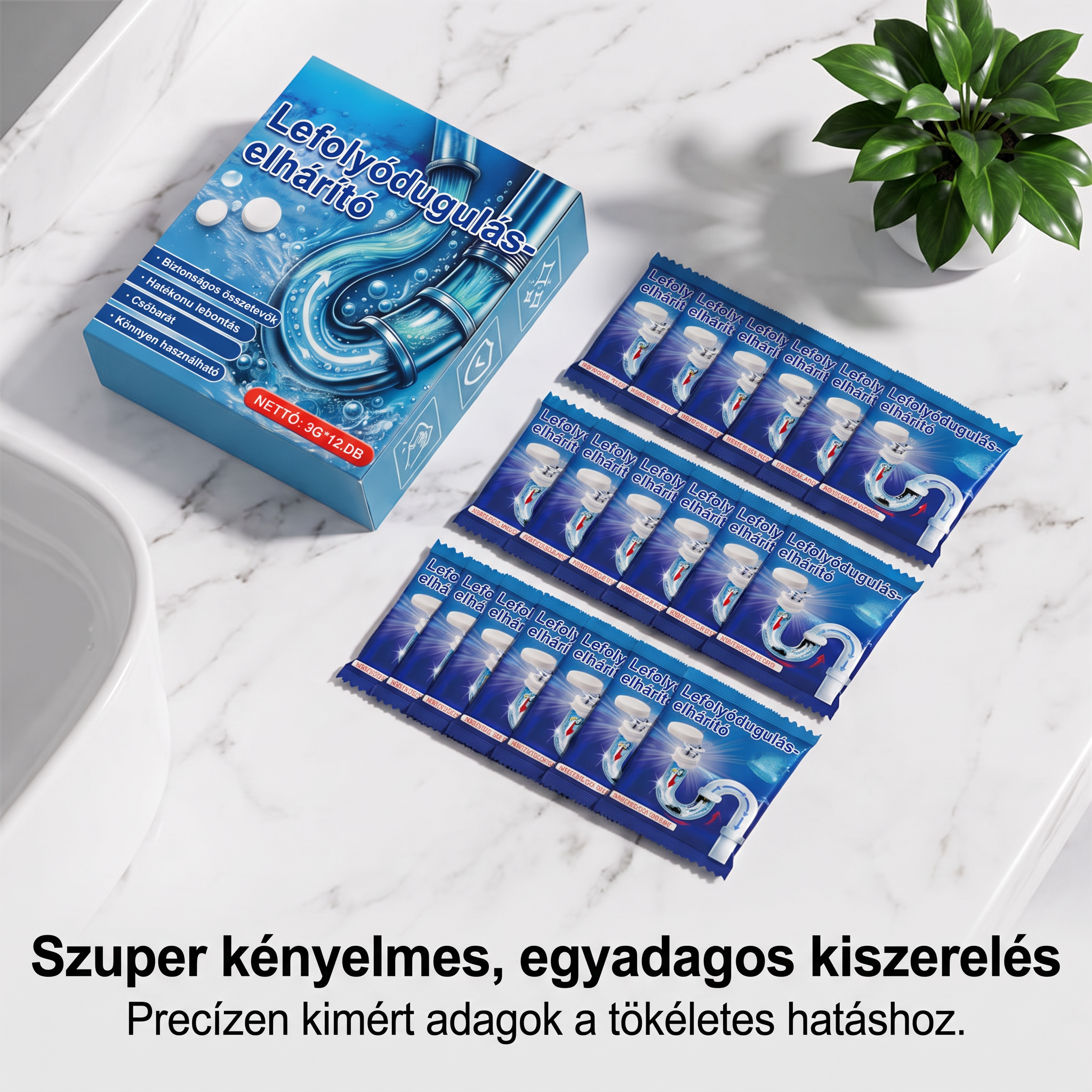 PKNEW® Pezsgőtabletta lefolyótisztításhoz és duguláselhárításhoz | Könnyedén eltávolítja a hajat, zsiradékot és szappanmaradványokat 💎