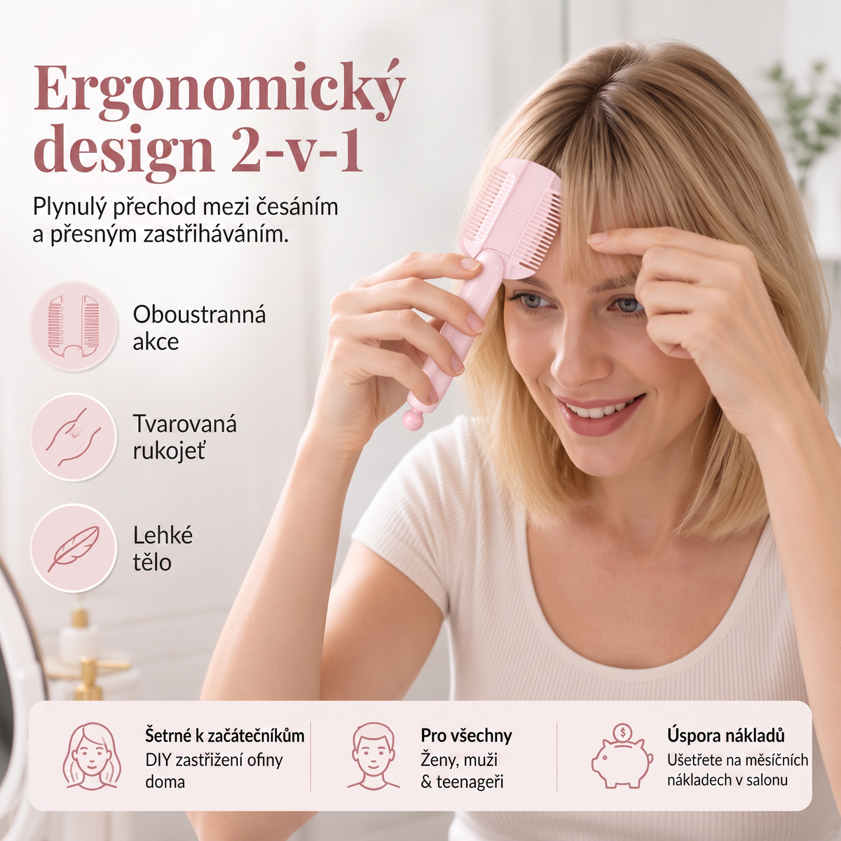 Kerüld a hajformázást✂️ 4 lépéses fésű hajvágáshoz és ritkításhoz - egyszerű frufru, hajformázás és hajformázás otthon 🎁