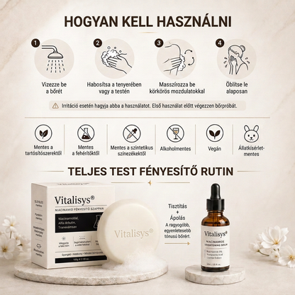 🔥🔥Vitalisys® Niacinamidos bőrvilágosító szappan pigmentfoltok és szeplők ellen 💆‍♀️