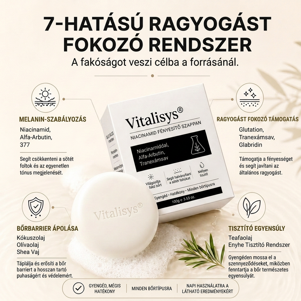 🔥🔥Vitalisys® Niacinamidos bőrvilágosító szappan pigmentfoltok és szeplők ellen 💆‍♀️
