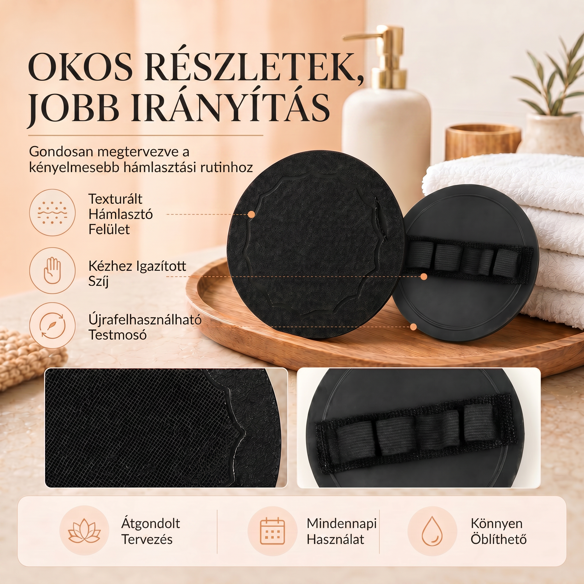🚿 Mélytisztító hámlasztó testradírozó párna – Gyengéden távolítja el az elhalt hámsejteket & SPA fürdőszivacs 💖