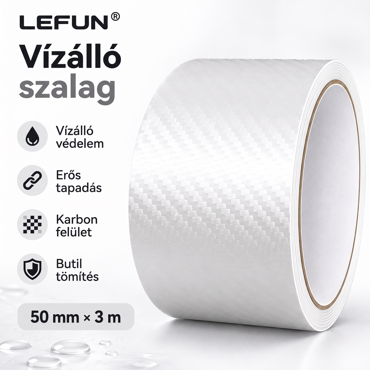LEFUN® 💧 Extra erős, vízálló szalag – Karbon védőréteg + butil tömítés szivárgás és nedvesség ellen