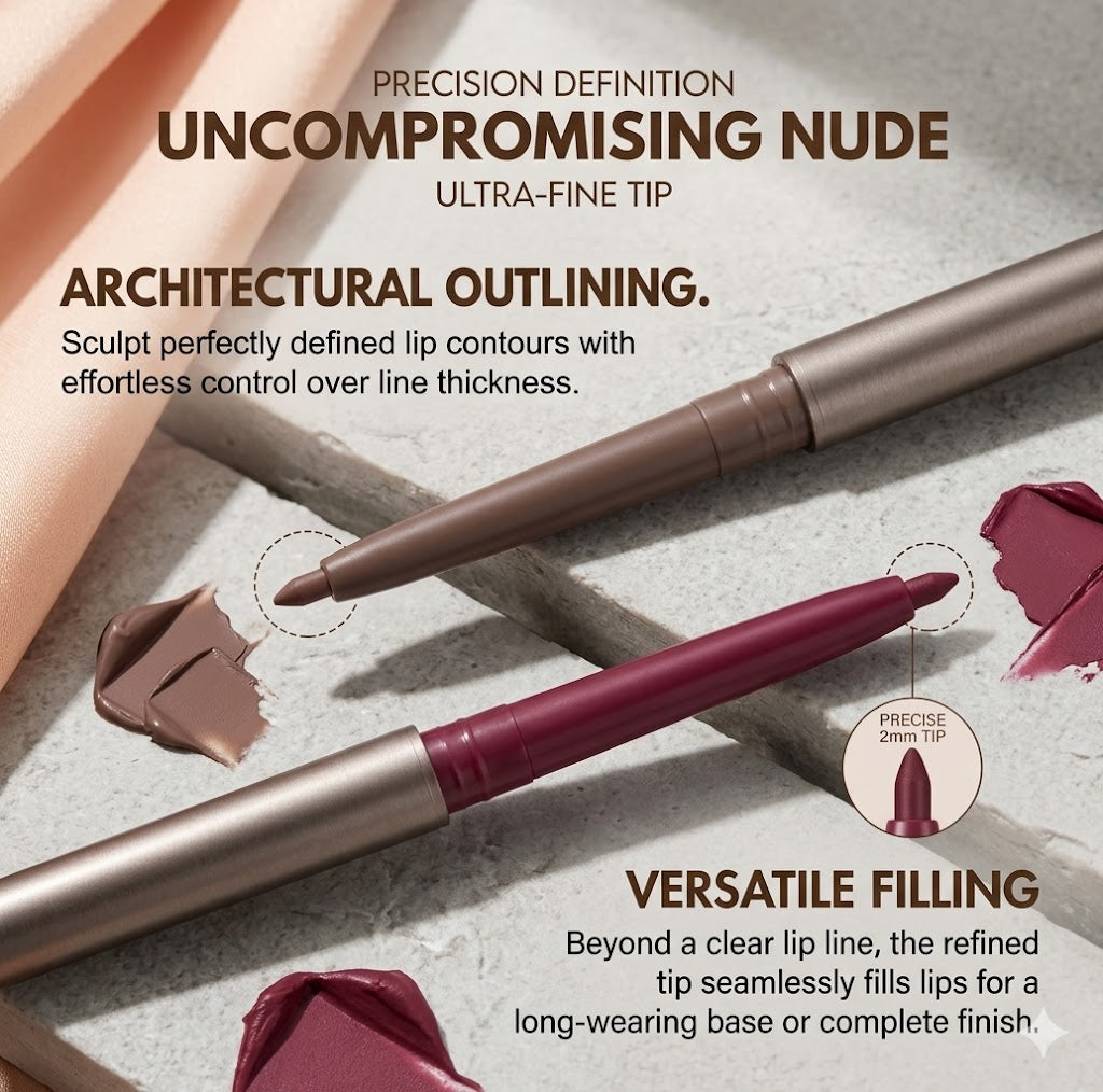 Defining Matte Lip Liner Pencil | Pigmented Creamy Velvet Lipstick Stick, Daily Natural Lip Contour Liner