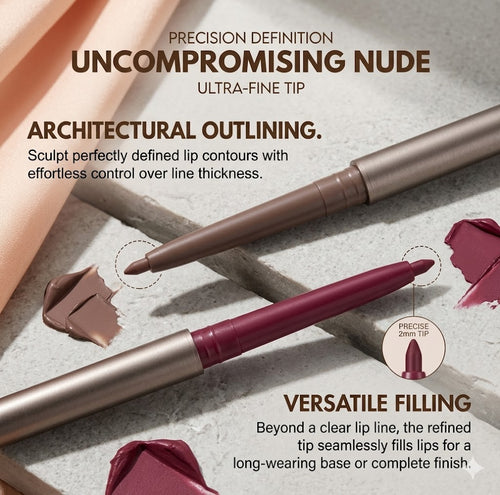 Defining Matte Lip Liner Pencil | Pigmented Creamy Velvet Lipstick Stick, Daily Natural Lip Contour Liner