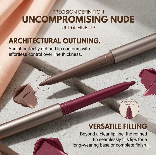 Defining Matte Lip Liner Pencil | Pigmented Creamy Velvet Lipstick Stick, Daily Natural Lip Contour Liner
