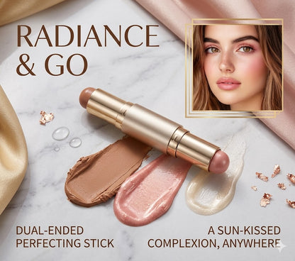 Dual-Head Multi-Use Makeup Stick - Creamy Contour, Eyeshadow & Blush Pen, Easy-to-Blend Natural Velvet Finish