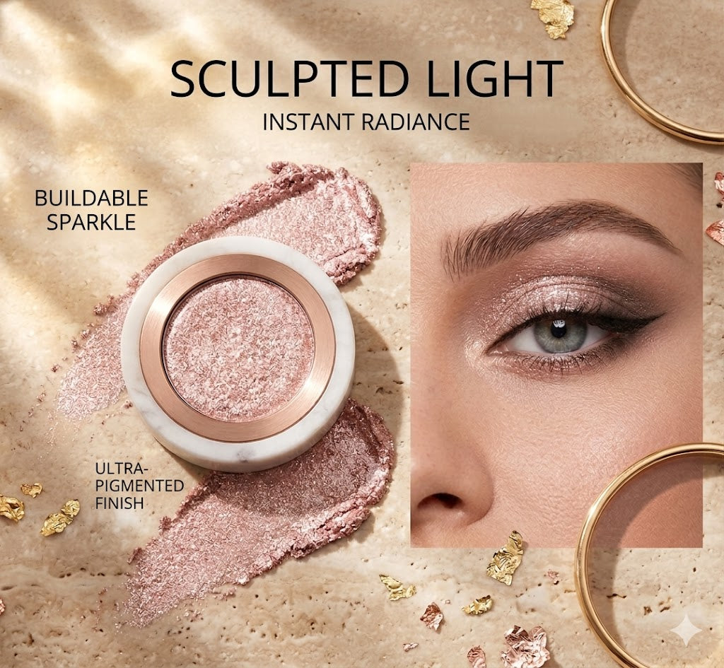 Glitter Shimmer Eyeshadow Highlighter | Buttery Mashed Potato Putty Highlight Powder, White Diamond Glow