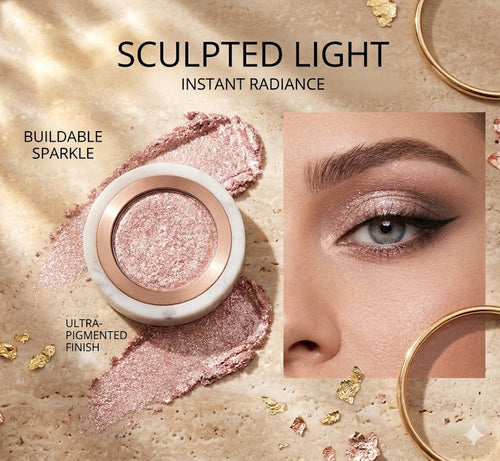 Glitter Shimmer Eyeshadow Highlighter | Buttery Mashed Potato Putty Highlight Powder, White Diamond Glow