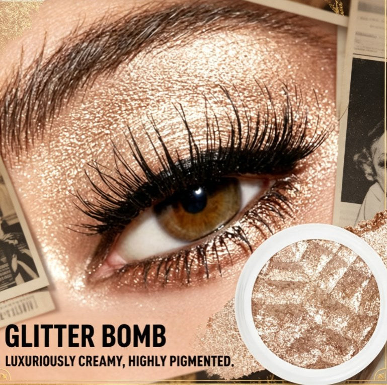 Glitter Shimmer Eyeshadow Highlighter | Buttery Mashed Potato Putty Highlight Powder, White Diamond Glow