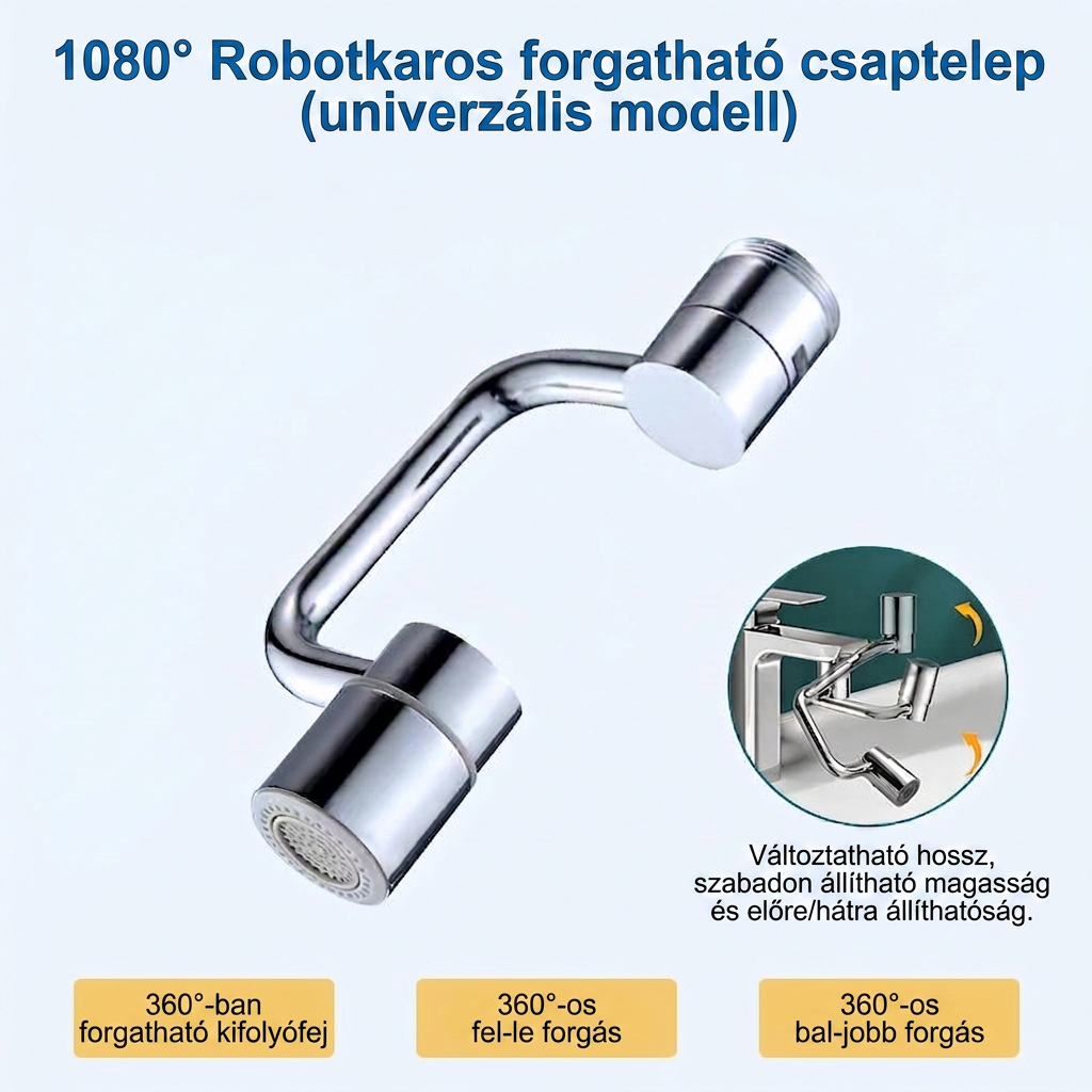 🔥🔥1080°-ban elforgatható univerzális csaptelep-levegőztető – Kétféle üzemmód és teljes szögvezérlés