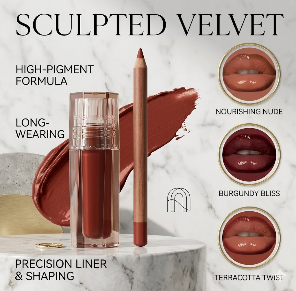 Plumping Lip Gloss & Liner Duo | Precision 3D Lip Contour Pencil Pack, Long-Wear Fresh Shine