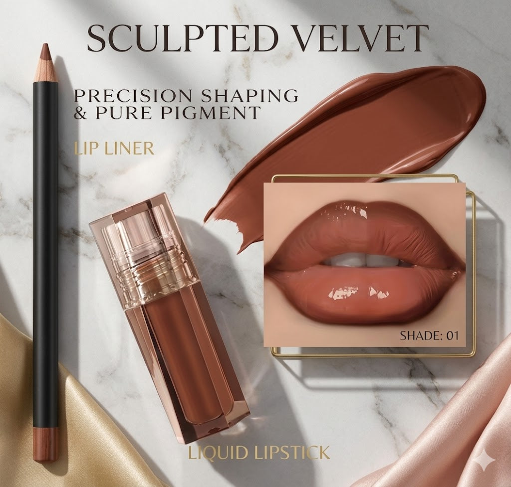 Plumping Lip Gloss & Liner Duo | Precision 3D Lip Contour Pencil Pack, Long-Wear Fresh Shine