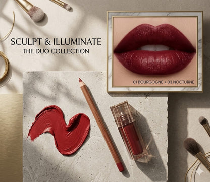 Plumping Lip Gloss & Liner Duo | Precision 3D Lip Contour Pencil Pack, Long-Wear Fresh Shine