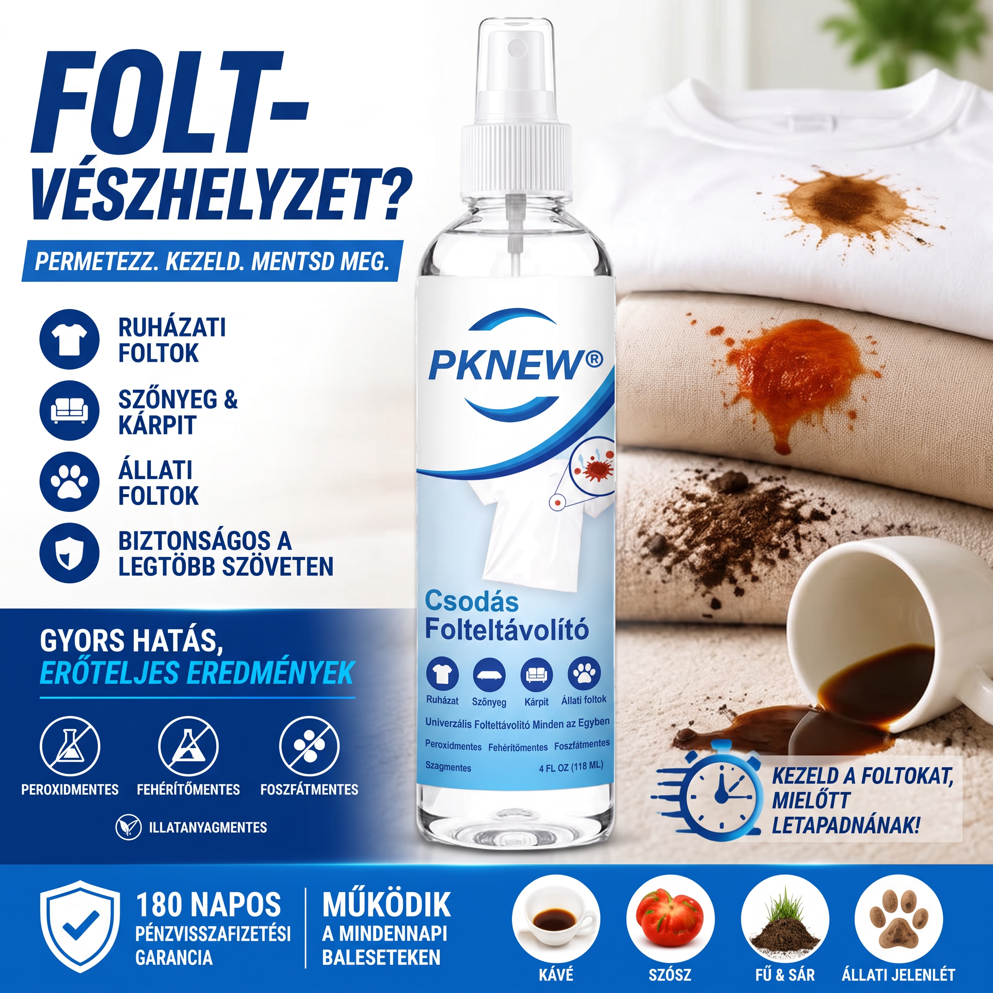 PKNEW® Ekologický víceúčelový odstraňovač skvrn v spreji 💧 – Rychle působící hloubkový čistič bez dráždivých chemikálií 💖