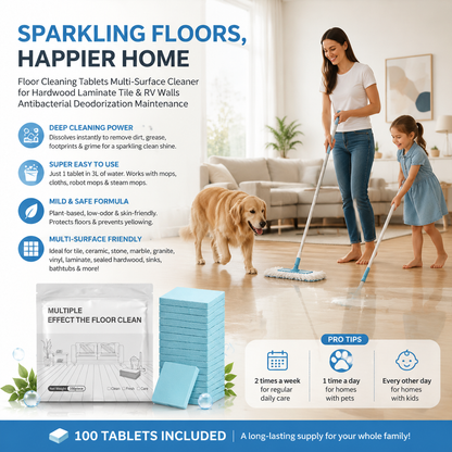 PKNEW® Floor Cleaning Tablets Multi-Surface Cleaner for Hardwood Laminate Tile & RV Walls Antibacterial Deodorization Maintenance