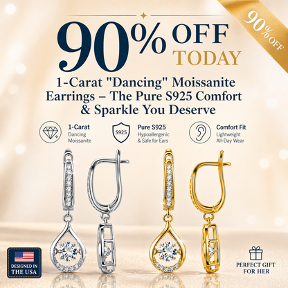 🔥🔥 90% OFF TODAY: 1-Carat "Dancing" Moissanite Earrings – The Pure S925 Comfort & Sparkle You Deserve 💖
