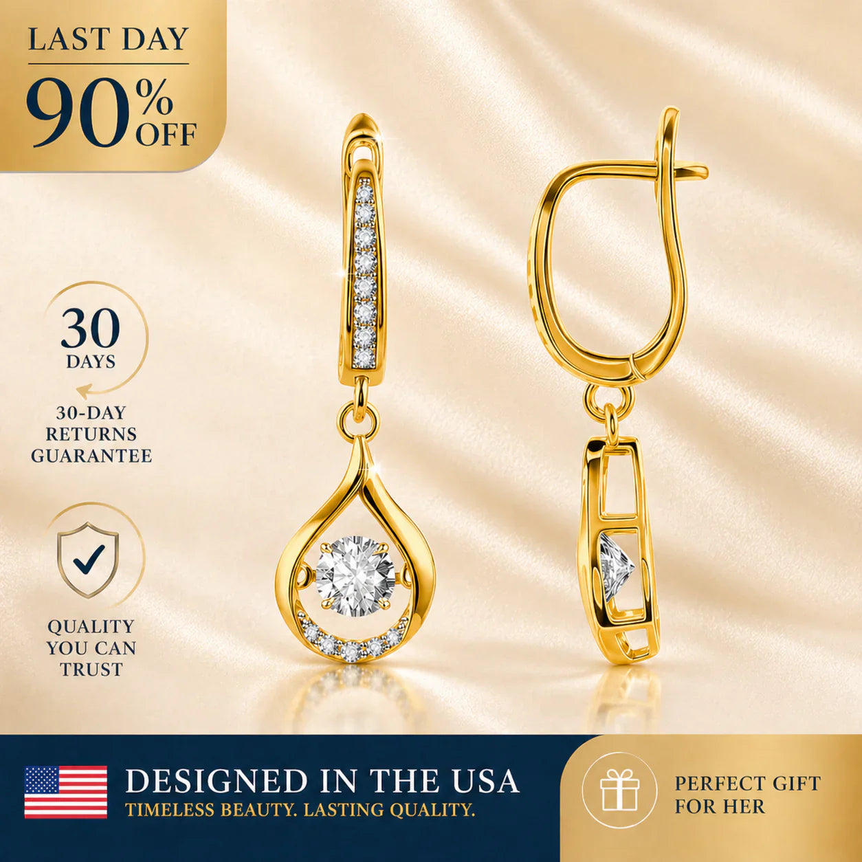 Earrings - Radiant 14K Gold Finish