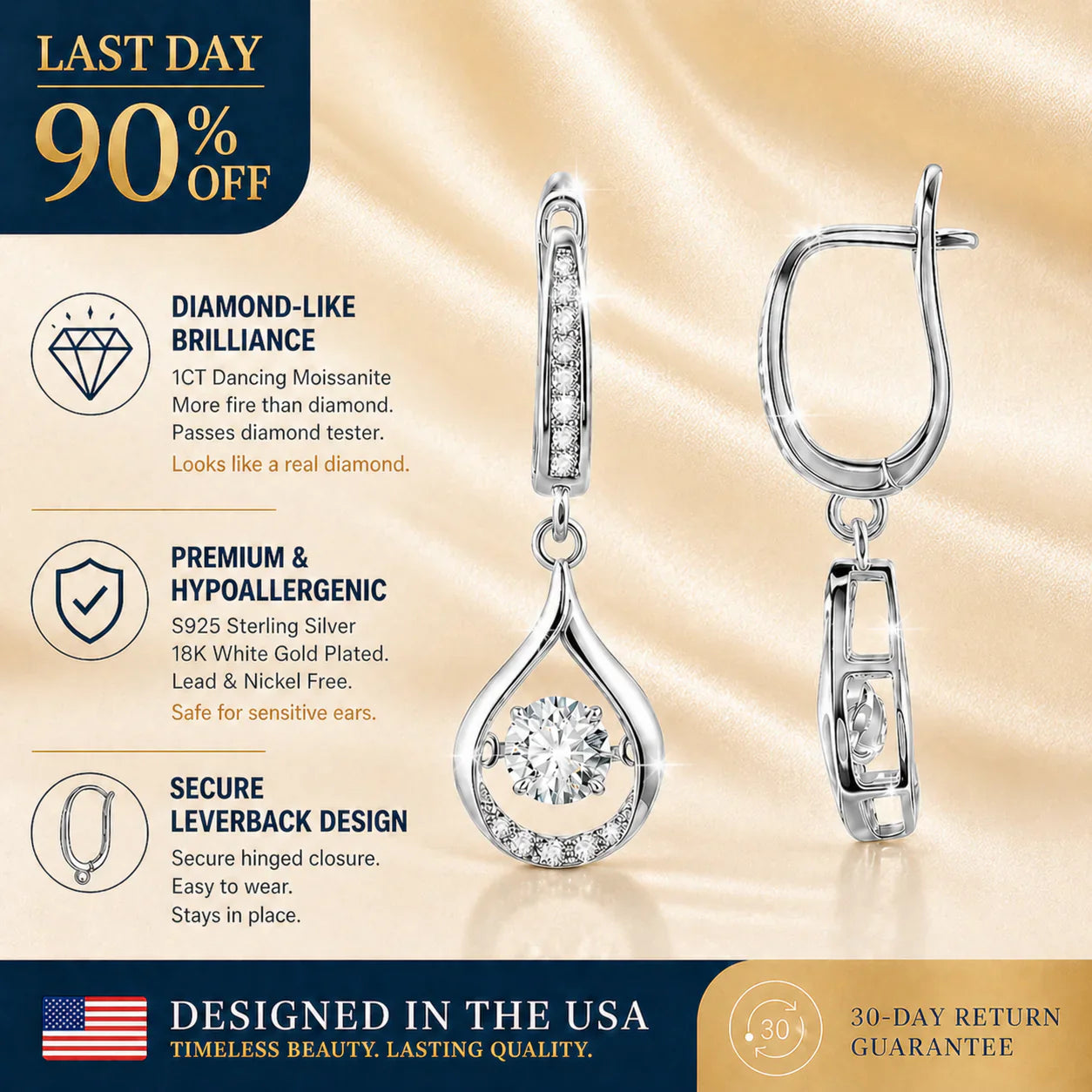 🔥🔥 90% OFF TODAY: 1-Carat "Dancing" Moissanite Earrings – The Pure S925 Comfort & Sparkle You Deserve 💖